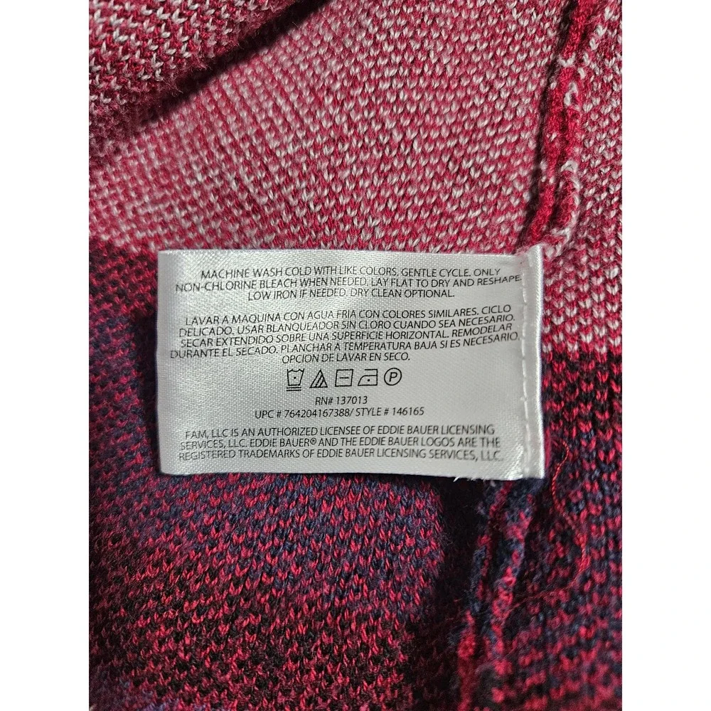Eddie Bauer‎ Men's Fairisle Sweater 1/4 zip, size XXL Maroon & Blue Grandpa Ski - Picture 2 of 8